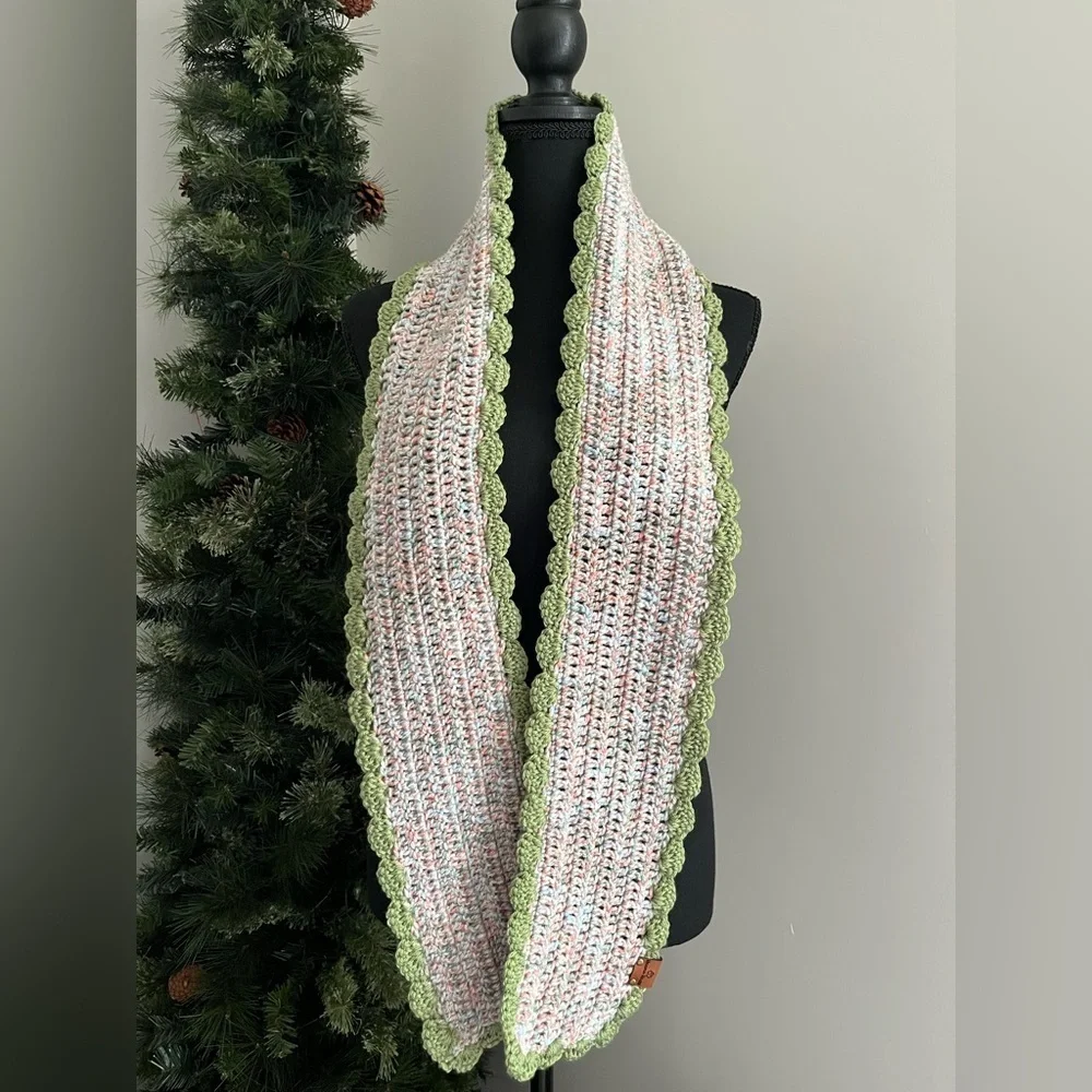 Elegant Multicolor Scarf with Green Trim